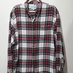 Saddlebred Big & Tall 2XLT Red, Green, and White Plaid Flannel Shirt